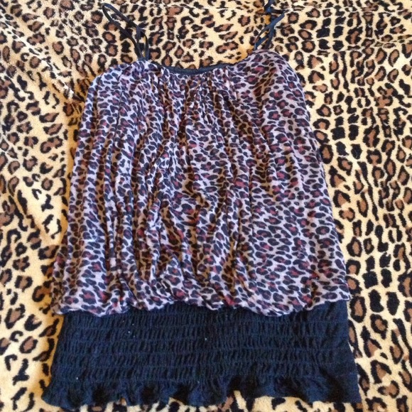 Tan black and Burgundy cheetah shirt