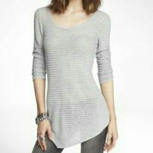 Express Pointelle Open Knit Asymmetrical Top