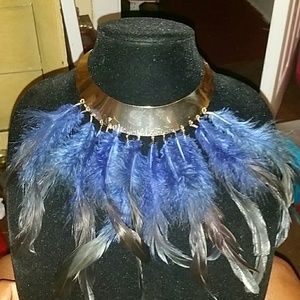 Beautiful Blue Feathered Necklace