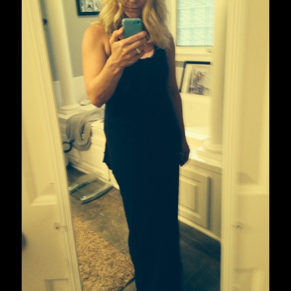 Calvin Klein razorback black maxi dress