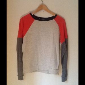 Black, salmon and grey crew neck
