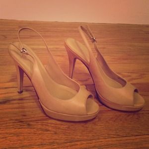 Nude cole haan slingback peep toes