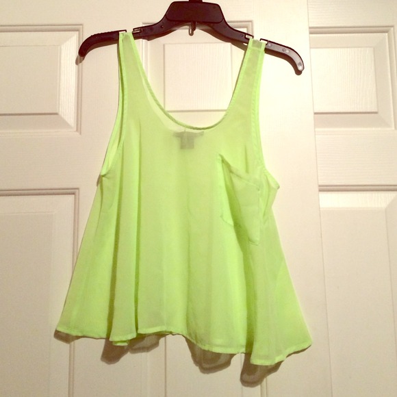 Sheer neon crop top