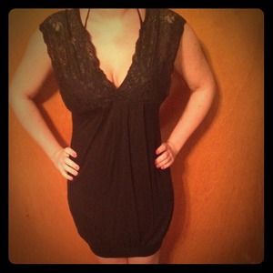 Black dress with lace top