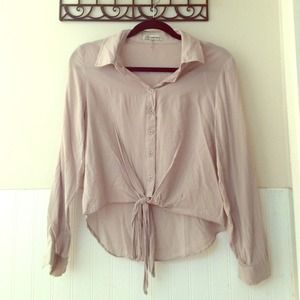 SUMMER SALE Beige button up long/mid sleeve