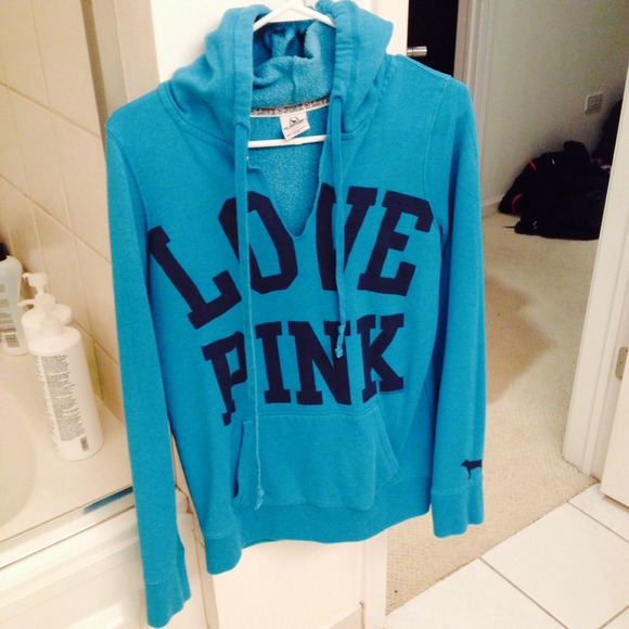 PINK Victoria's Secret Sweaters - Victoria secret love pink teal sweatshirt. Hoodie
