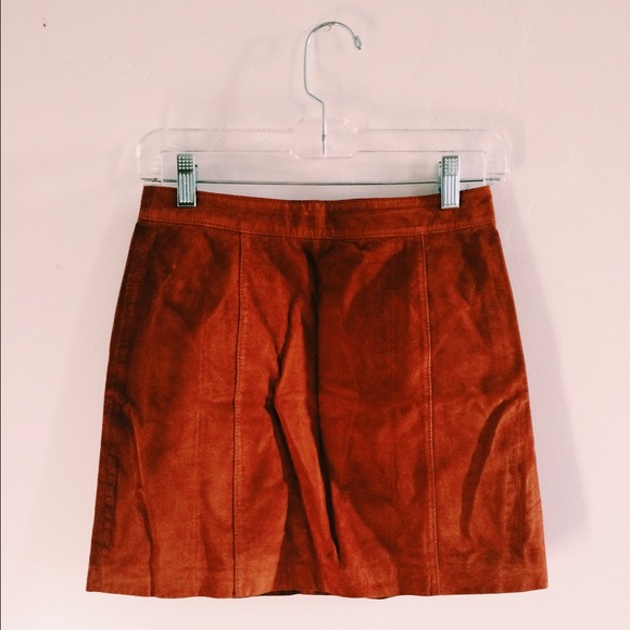 High waisted suede mini skirt