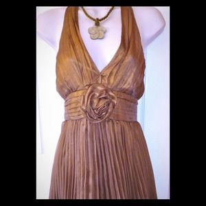 Adorable & Fun Papaya Shimmery Bronze Halter Dress