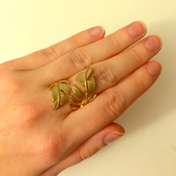 Gold Venetian style metal leaf wrap around ring