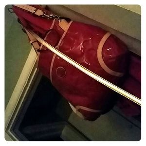 Coach pink patent leather hobo