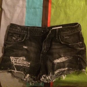 Black denim shorts