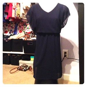 Navy open back dress