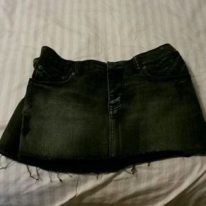 Distressed gray black denim mini