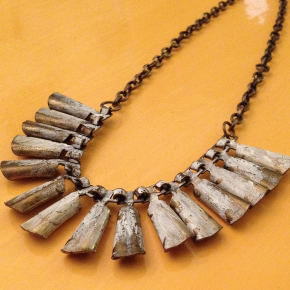 Free People Distressed Metal Bib Necklace