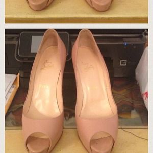 Christian Loubotin very prive nude open toe heels.