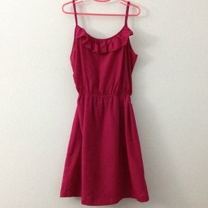 Magenta dress with ruffel detailing