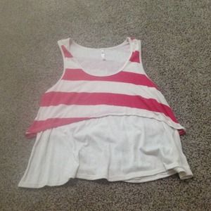 Layered tank top , striped, pink and cream.
