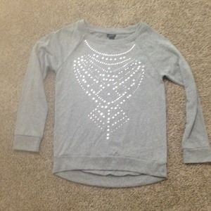 Long sleeve, gem stone, beaded, gray, cotton