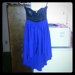 A black and blue dress