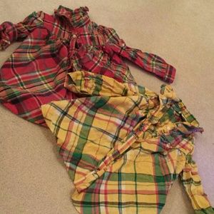 Toddlergirls checkered button down polo shirts