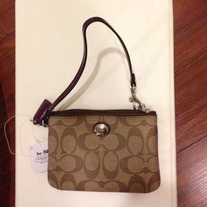 New Coach wristlet legacy print small signature