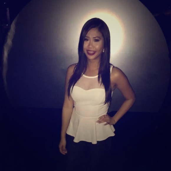 Mesh white peplum top