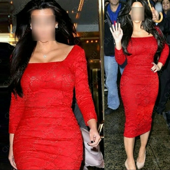 Red fitted dress