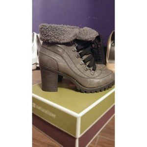 Furry Heeled Explorer Boots