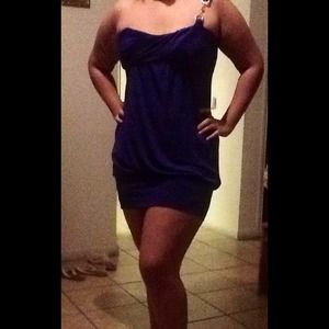 Single strap blue dress