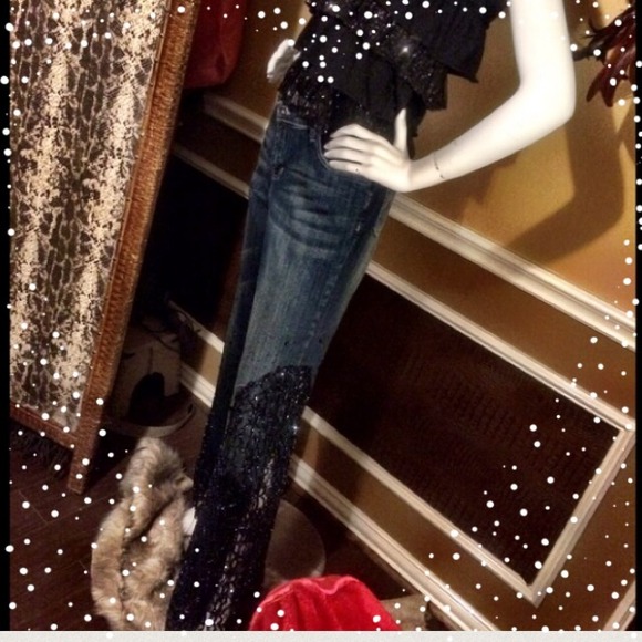 Style Denim - SALE!Stunning custom jeans w/ beaded lace legs