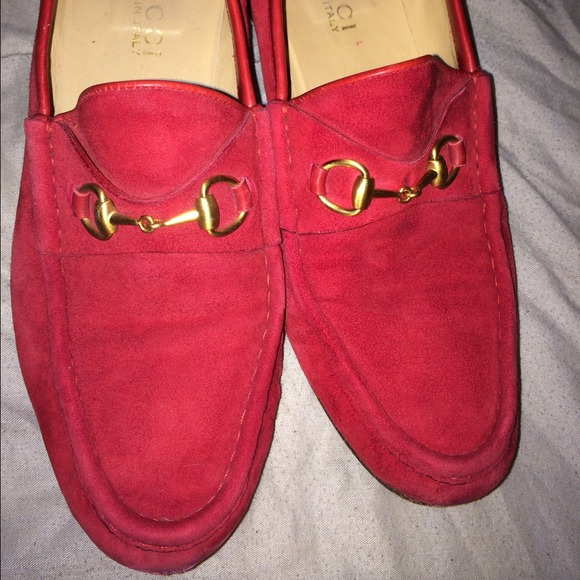 Used Gucci suede woman's loafer shoes