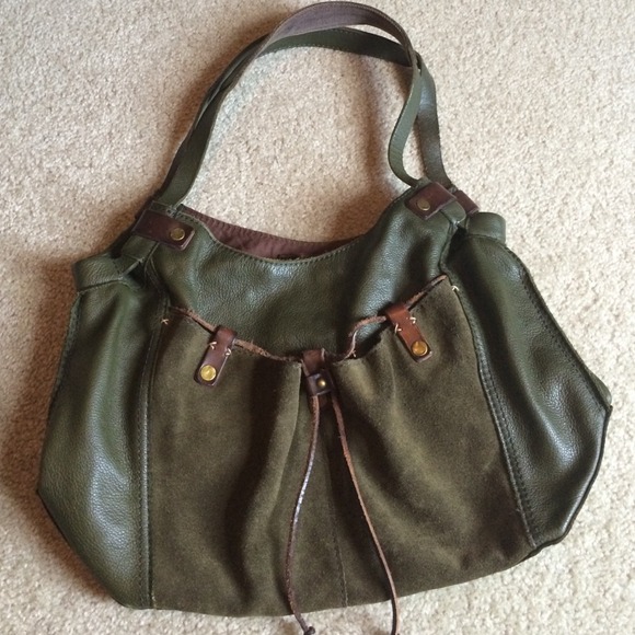 Lucky Brand green leather and suede purse