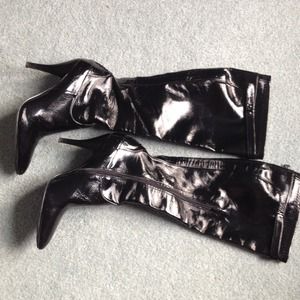Knee high patent leather boots