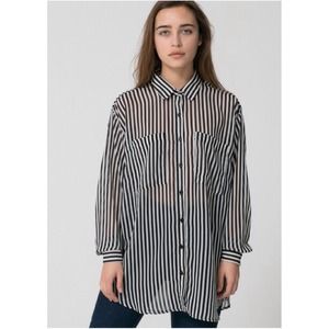 American Apparel Chiffon Oversized Button-Up
