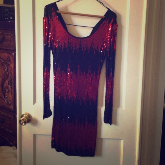 Red and black dress . Special for events .