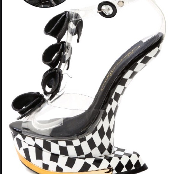 Privileged Bibi Lucite Skull Bow T-Strap Heel Less