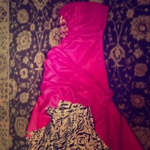 Size 1/2 (can fit for 3) pink zebra dress w/ gems.