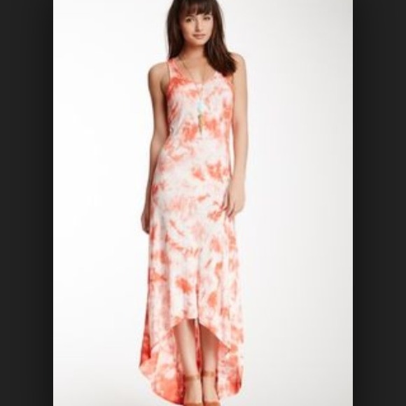 Olive and oak red and white tie dye dress