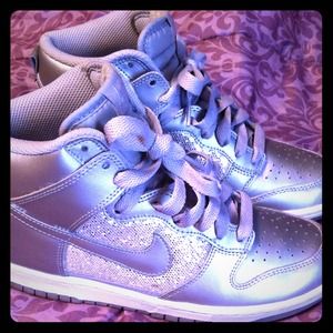 Embellished bling silver nikes high tops
