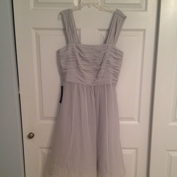 Ann Taylor Light Gray Chiffon Dress