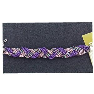 Beaded Purple and gold braided bracelet