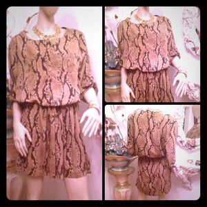 Reynah Leopard Elbow Sleeve Romper Dress