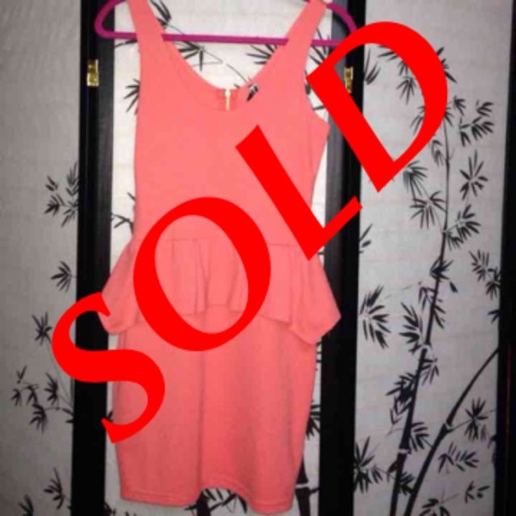 Poof Couture Peach Peplum Dress