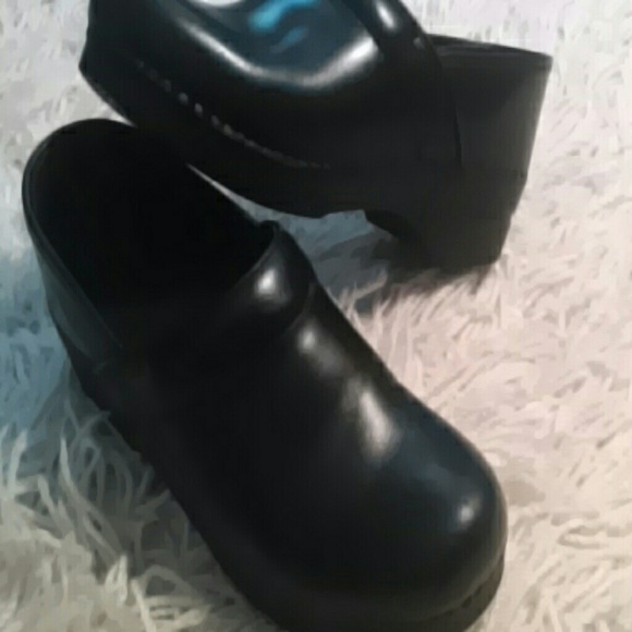 Black Leather Dansko Clogs