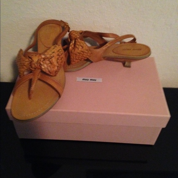Miu Miu mustard bow sandals