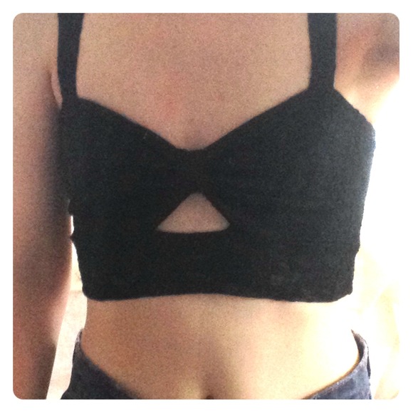 Black Nasty Gal Crop Top with Cutout