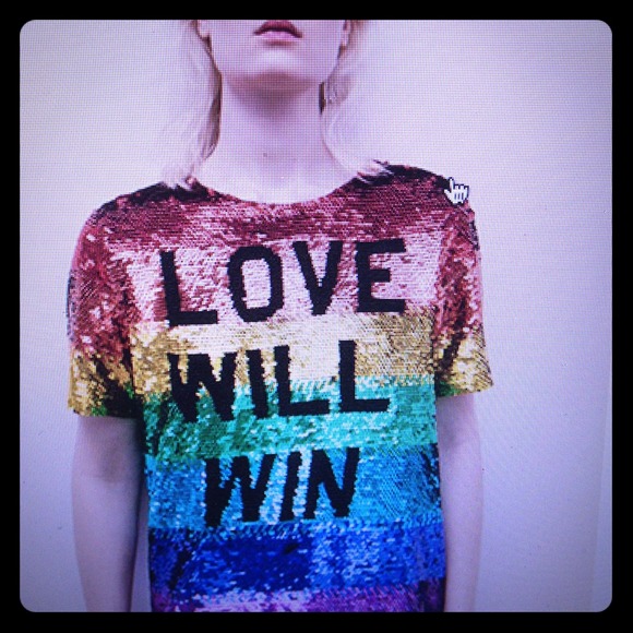 ASHISH 'Love Will Win' Sequin Cotton Tee