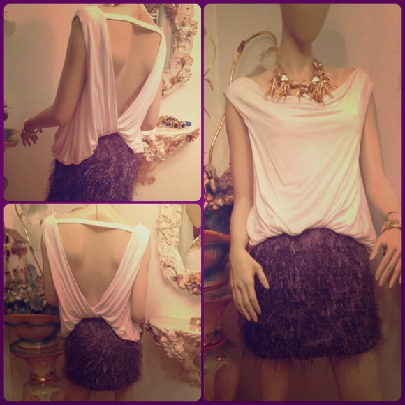 Couture White Top with Furry Skirt