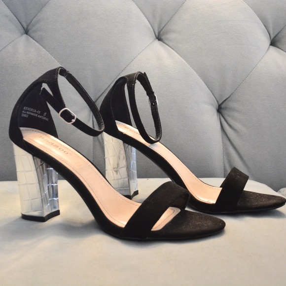 Bamboo Shoes - SOLD! Black Strappy Sandals w/Silver Textured Heel Bamboo Shoes - SOLD! Black Strappy Sandals w/Silver Textured Heel