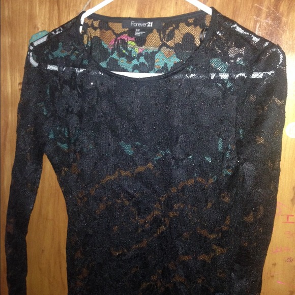 Long sleeve Lacey black top.